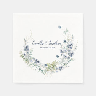 Serviette En Papier Dusty Blue Sage Green Mariage d'hiver Floral