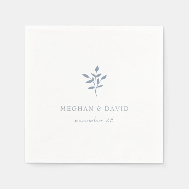 Serviette En Papier Dusty Blue Simple Mariage botanique moderne (Devant)