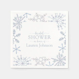 Serviette En Papier Dusty Blue Snowflake Hiver Fête des mariées modern