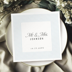 Serviette En Papier Dusty Blue Striped Elegance Classy Monsieur et Mad