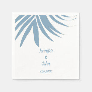 Serviette En Papier Dusty Blue Tropical Palm Leaf Beach Mariage
