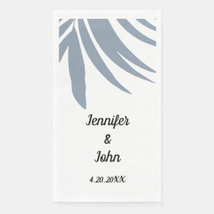 Serviette En Papier Dusty Blue Tropical Palm Leaf Élégant Mariage Cool