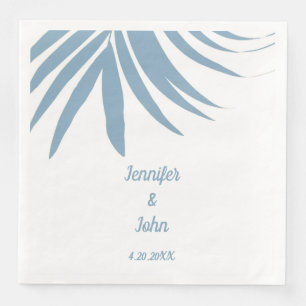 Serviette En Papier Dusty Blue Tropical Palm Tree Leaf 2024 Mariage
