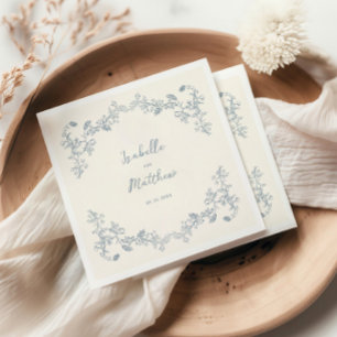Serviette En Papier Dusty Blue Vintage Chinoiserie Mariage serviettes