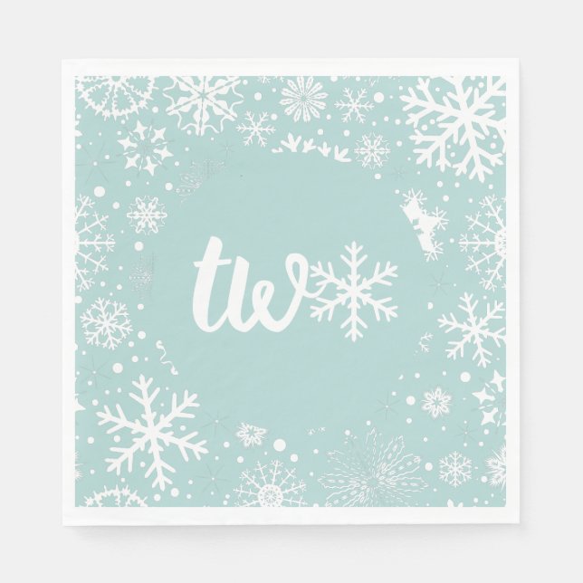 Serviette En Papier Dusty Blue Winter Second Bird Snowflake (Devant)