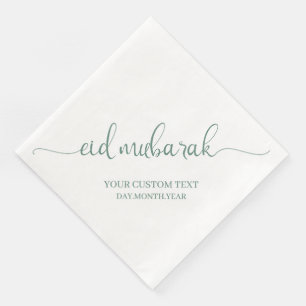 Serviette En Papier Dusty Green Eid Mubarak Calligraphie personnalisée