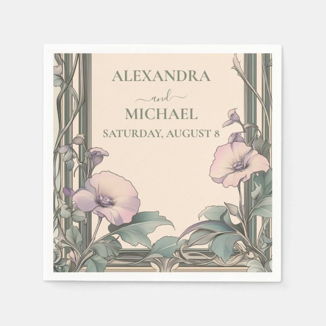 Serviette En Papier Dusty Lavender Frame mariage (Devant)