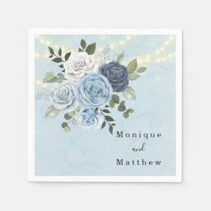 Serviette En Papier Dusty Navy Blue Peony County Lights Mariage