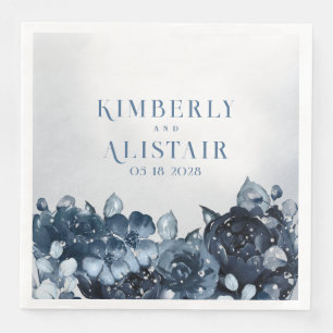 Serviette En Papier Dusty Navy Blue Peony Mariage de papier dîner serv