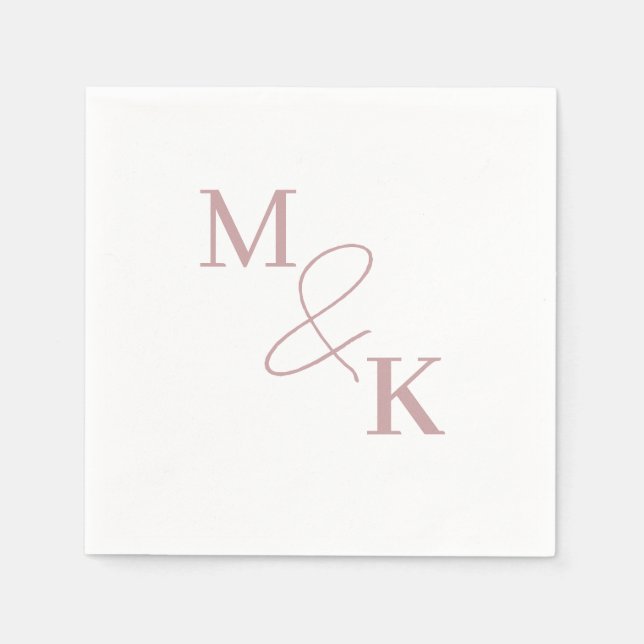 Serviette En Papier Dusty rose Ampersand Monogram Mariage Napkin (Devant)