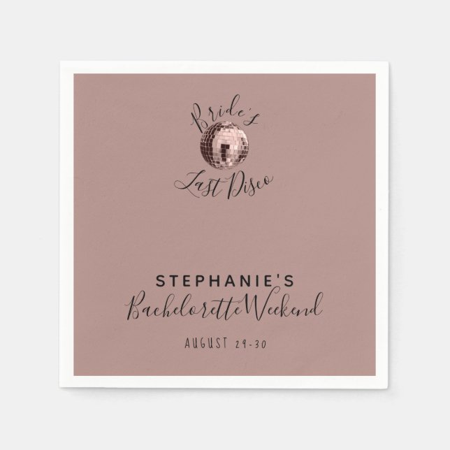 Serviette En Papier Dusty Rose Dernier Disco Bachelorette Week-end (Devant)