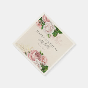 Serviette En Papier Dusty Rose Floral Vintage femme's Birthday
