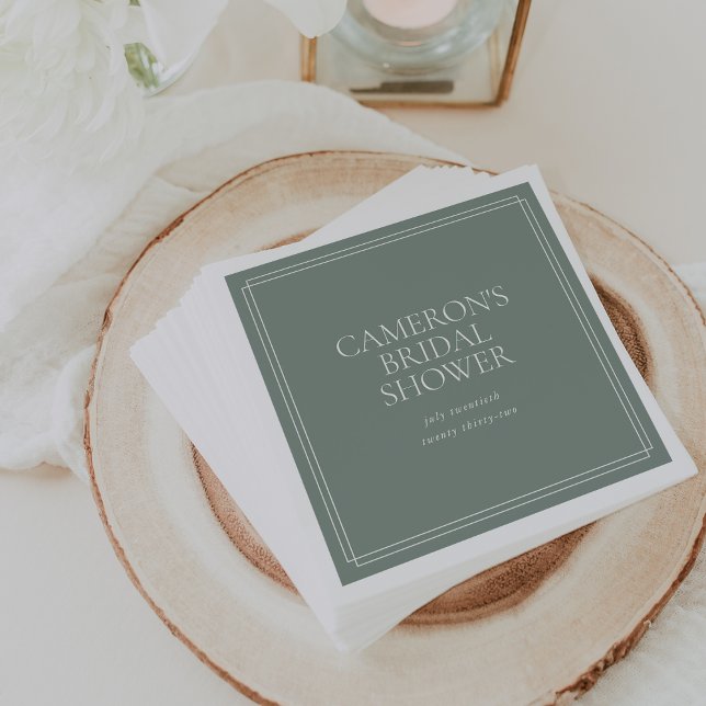 Serviette En Papier Dusty Sage Green | Fête des mariées classique (Créateur téléchargé)