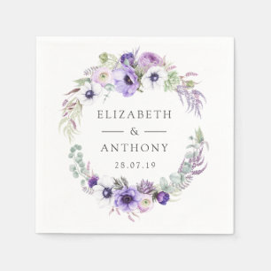 Serviette En Papier Dusty Violet Pastel Floral Mariage