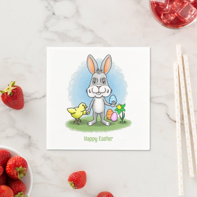 Serviette En Papier Easter Bunny and the Chicken (En situation)