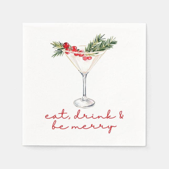 Serviette En Papier Eat, Drink, and Be Merry Christmas  (Devant)