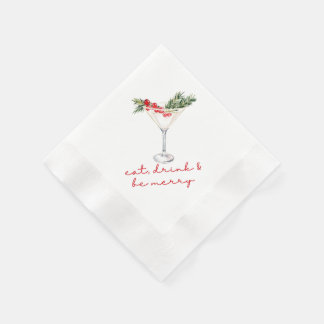 Serviette En Papier Eat, Drink, and Be Merry Christmas 
