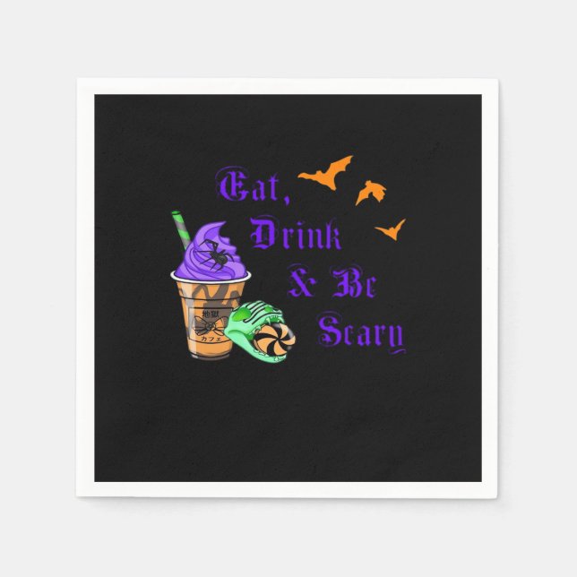 Serviette En Papier Eat Drink And Be Scary Halloween Minimal Clean (Devant)