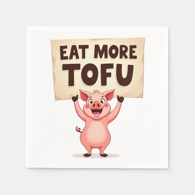 Serviette En Papier Eat More Tofu – Pig Protest Napkin (Devant)