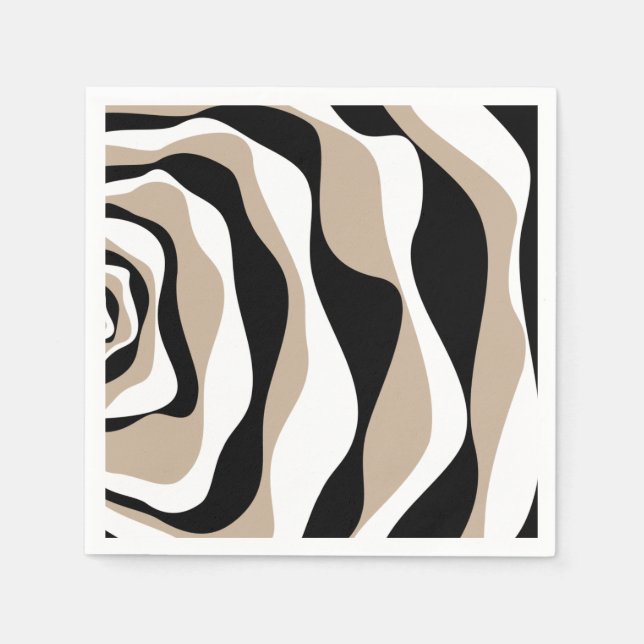 Serviette En Papier Ebb et flux 4 - Taupe, noir et blanc (Devant)
