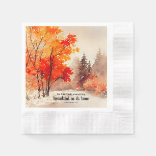 Serviette En Papier Ecclésiaste 3:11 Verse Bible Automne Aquarelle