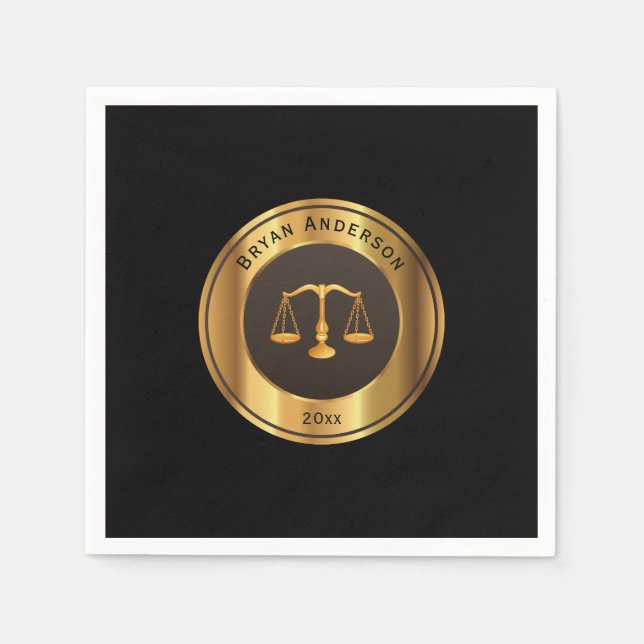 Serviette En Papier Échelle D'Or Du Symbole De Justice Diplôme (Devant)