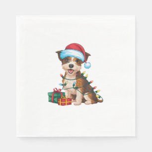 Serviette En Papier Éclairage de Noël Chapeau frontière Terrier Chien 