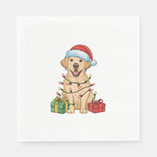 Serviette En Papier Éclairage de Noël Chapeau Labrador Retriever Chien