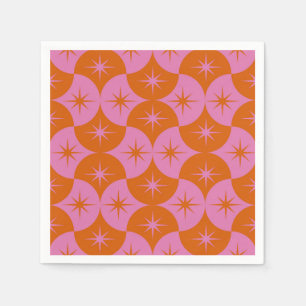 Serviette En Papier Éclats d'étoiles rose orange sur coquille moderne