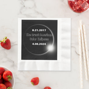 Serviette En Papier Éclipse solaire double date 2024 et 2017