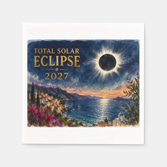Serviette En Papier Éclipse solaire totale 2027 Méditerranée  (Devant)