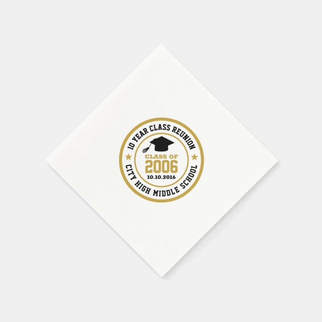 Serviette En Papier École Secondaire Réunion Classe De L'Année De Grad (Coin)