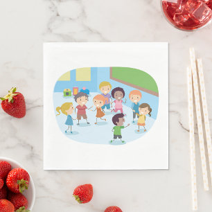 Serviette En Papier Écoliers souriants jouant ensemble