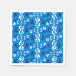Serviette En Papier Écossais bleu et blanc