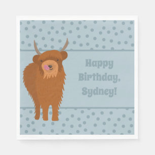 Serviette En Papier Écossais Highland Cattle Cow Graphic Personnalisé