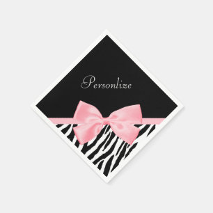 Serviette En Papier Écran Zebra Imprimé Fille Doux Ruban rose clair