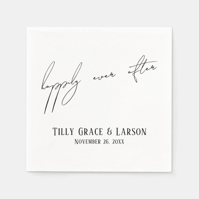 Serviette En Papier Écriture À La Main Moderne Simple Et Simple, Heure (Devant)