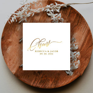 Serviette En Papier Écriture calligraphique Élégante Dorée Cheers