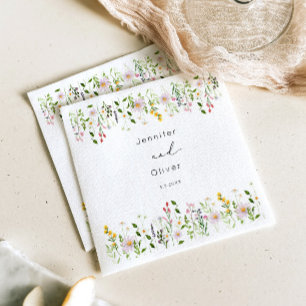 Serviette En Papier Écriture de mariage minimaliste et élégante avec f