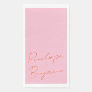 Serviette En Papier Écriture manuscrite de script moderne Mariage rose