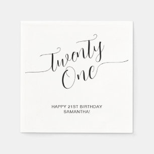 Serviette En Papier Écriture Manuscrite Élégante Anniversaire Vingt et