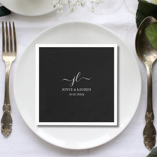 Serviette En Papier Écriture minimaliste fantaisiste noire Cocktail de