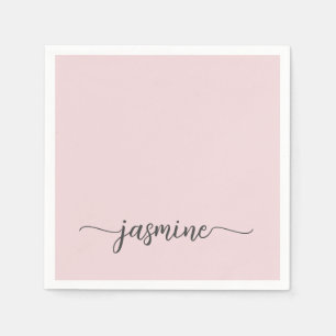 Serviette En Papier Écriture Monogramme Minimaliste Féminin Rose Pâle 