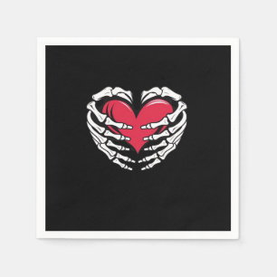 Serviette En Papier Ed Heart Dans Les Mains Squelettiques Classique