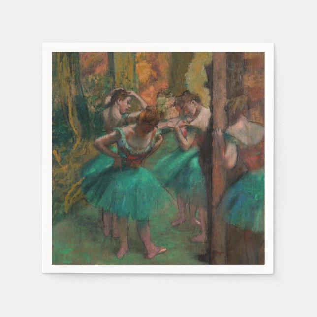 Serviette En Papier Edgar Degas - Danseurs, rose et vert (Devant)