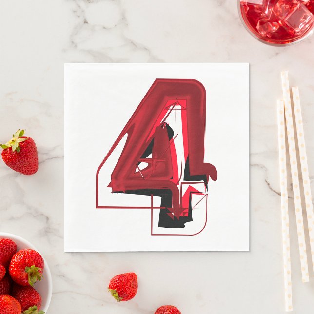 Serviette En Papier Edgy Abstrait rouge et noir numéro 4 (Créateur téléchargé)