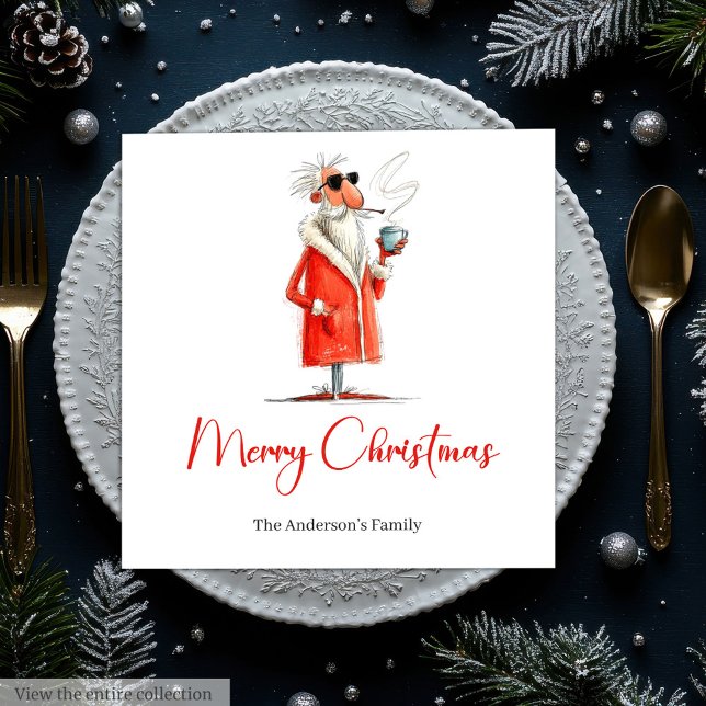 Serviette En Papier Editable Santa Claus Funny Christmas Dinner Napkin (Editable Santa Claus Funny Christmas Dinner Napkins

)