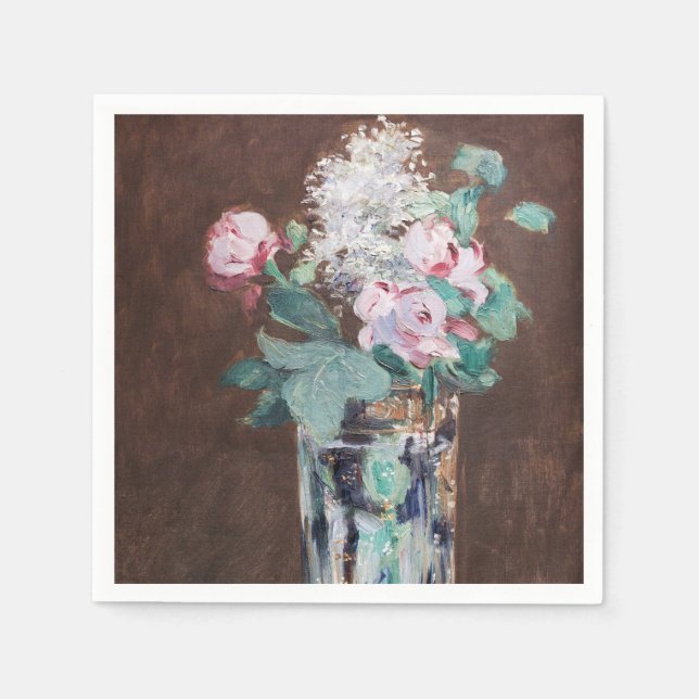 Serviette En Papier Edouard Manet - Fleurs dans un Vase de Cristal (Devant)