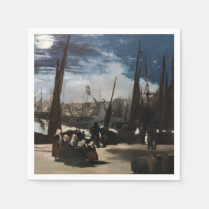 Serviette En Papier Edouard Manet - Le Port de Boulogne au clair de lu