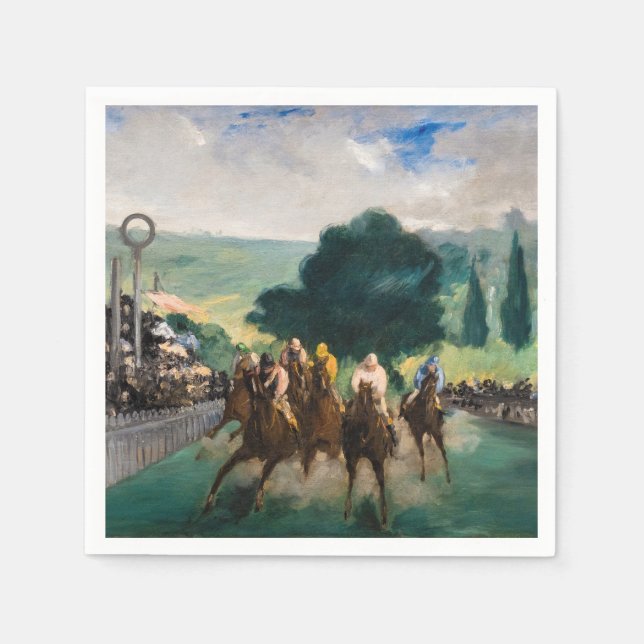 Serviette En Papier Edouard Manet - Les courses à Longchamp (Devant)